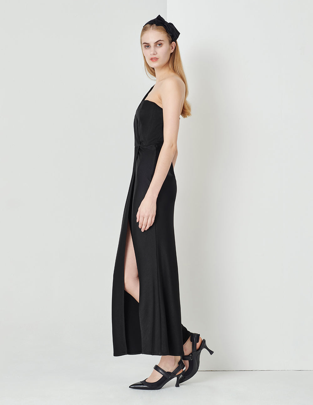 MARYLING One-Shoulder Suit Collar Side Slit Long Fishtail Dress