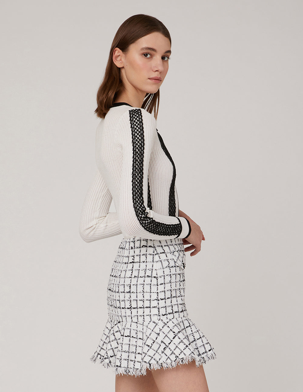 MARYLING Checked Tweed Mini Skirt