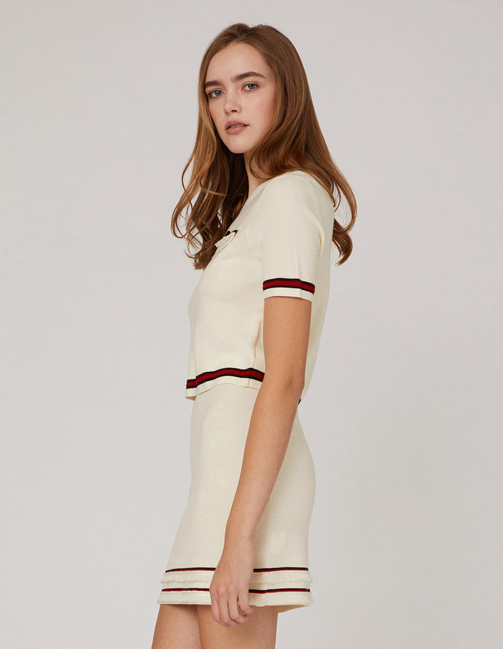 MARYLING Stripe Detail Knitted Mini Skirt