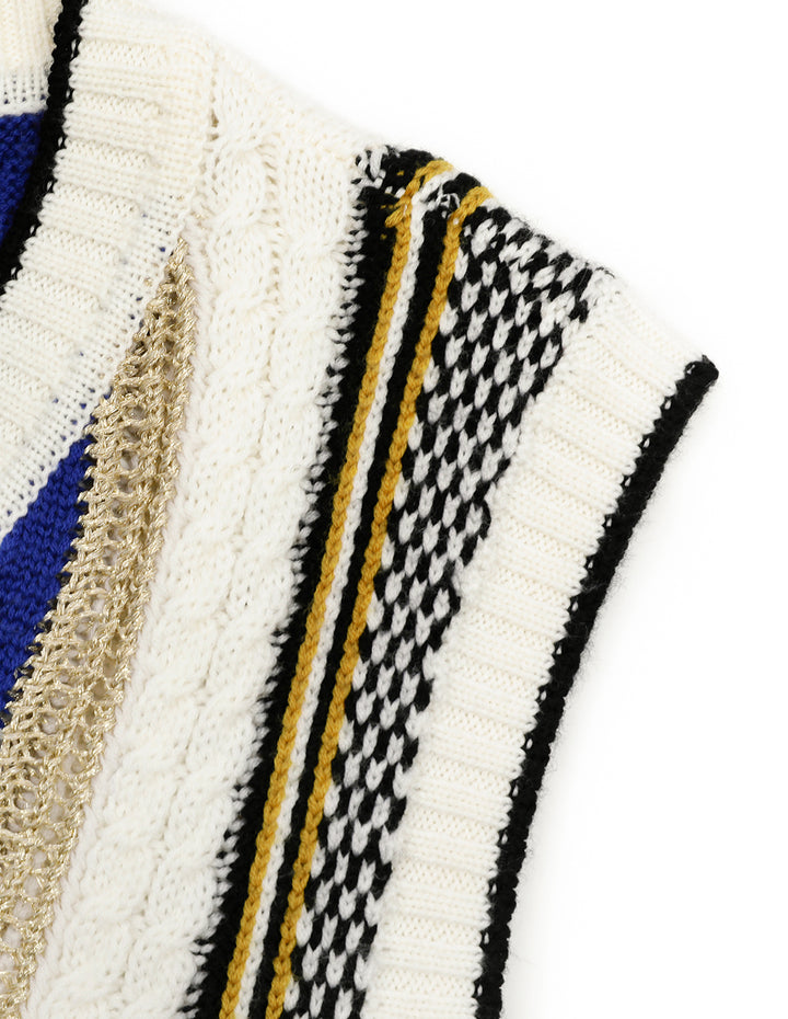 MARYLING Desert Snow Shadow V-Neck Wool Knitted Vest