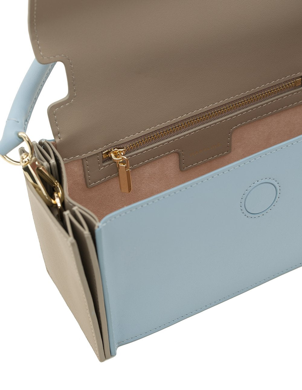 MARYLING Contrast Color Grained Calfskin Mini Cabas Handbag