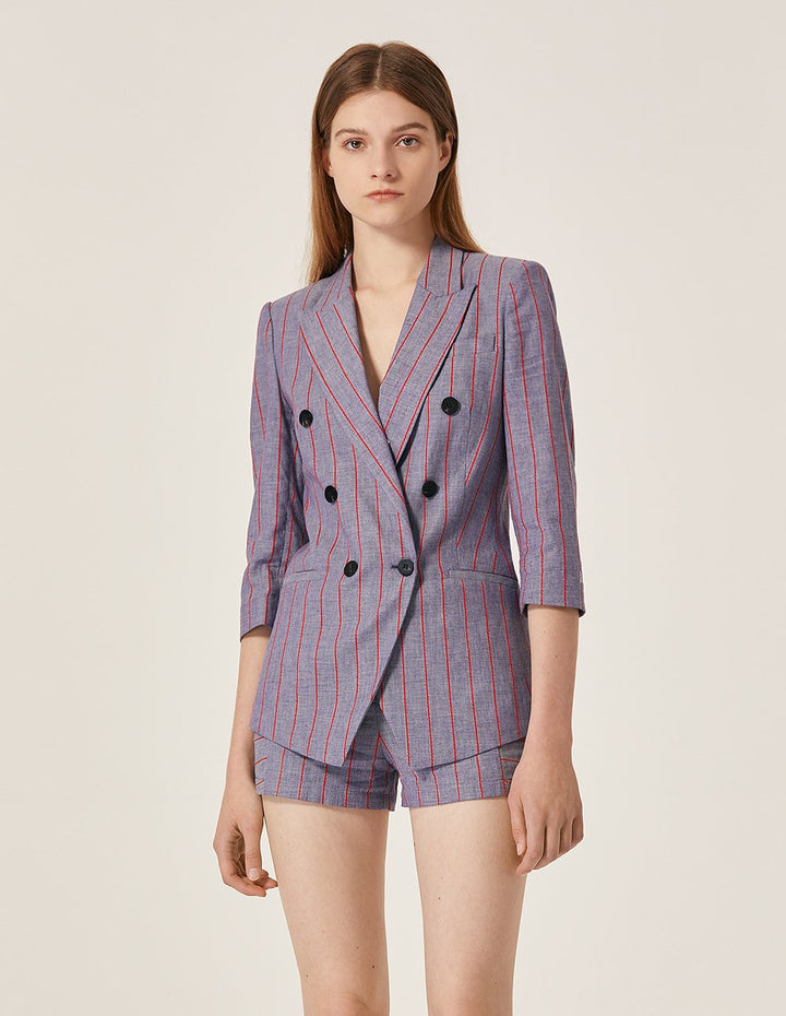 MARYLING Pink Strip Pattern Slim Fit Shorts