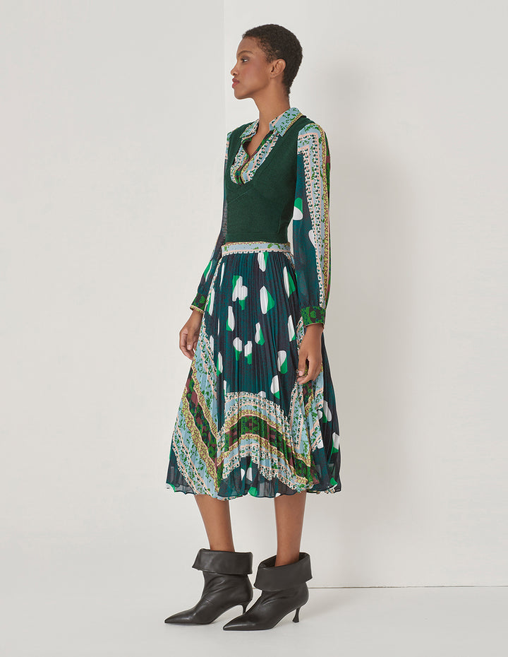 MARYLING Forest Print Stitch Knitted Top