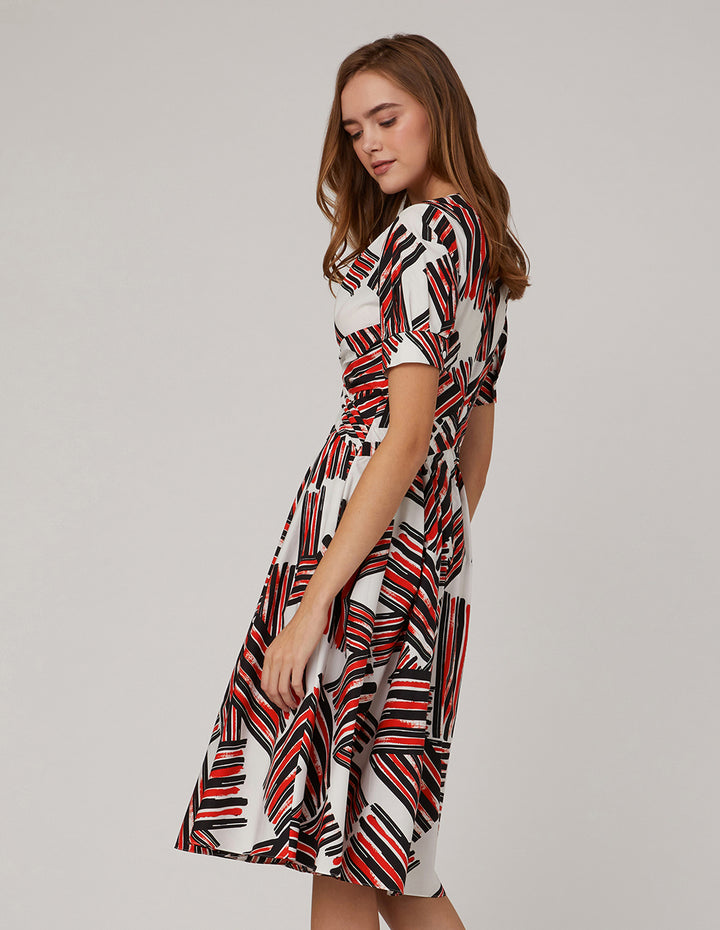 MARYLING V-Neck Puffed Sleeves Dress