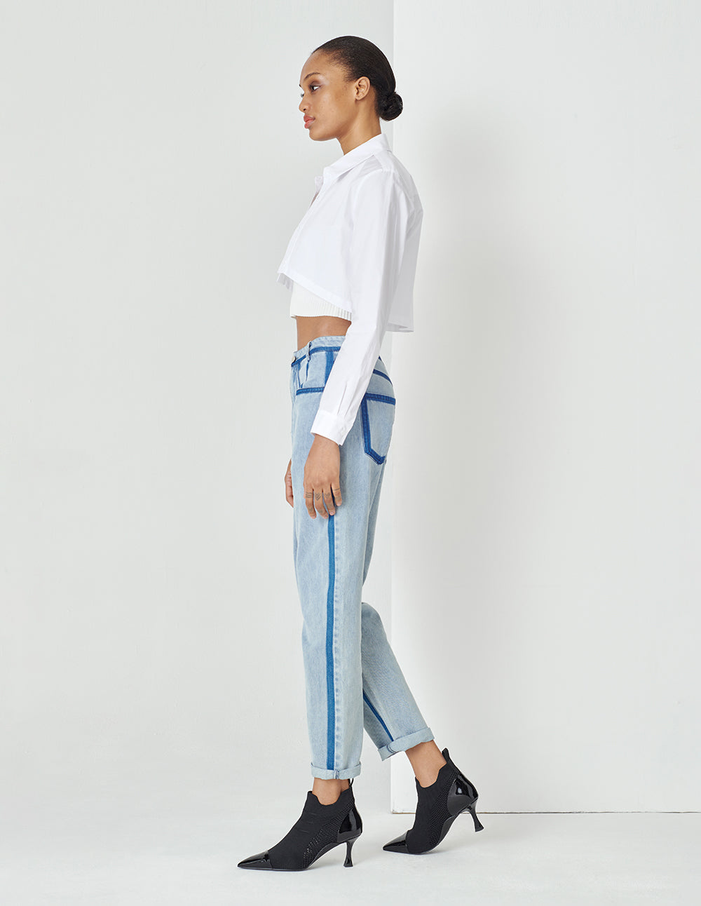 MARYLING White Cropped Shirt