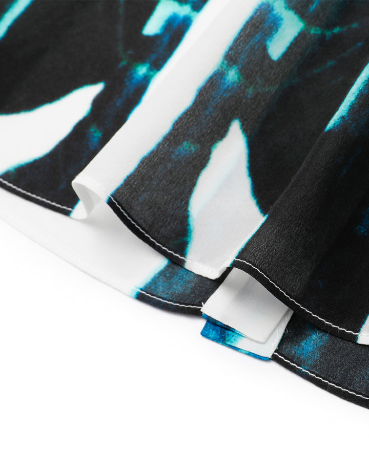 MARYLING Art Print Butterfly Tie Silk Shirt