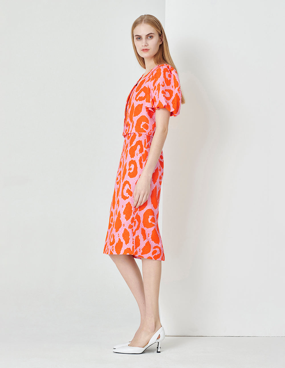 MARYLING Summer Flower Sea Puff Sleeve Short Jacquard Jacket