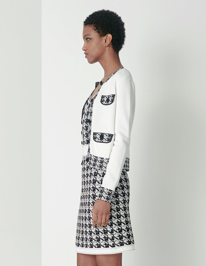 MARYLING Houndstooth Jacquard Knitted Apron Dress