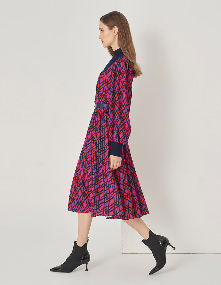 MARYLING Pleated Hem Puff Sleeve Dress