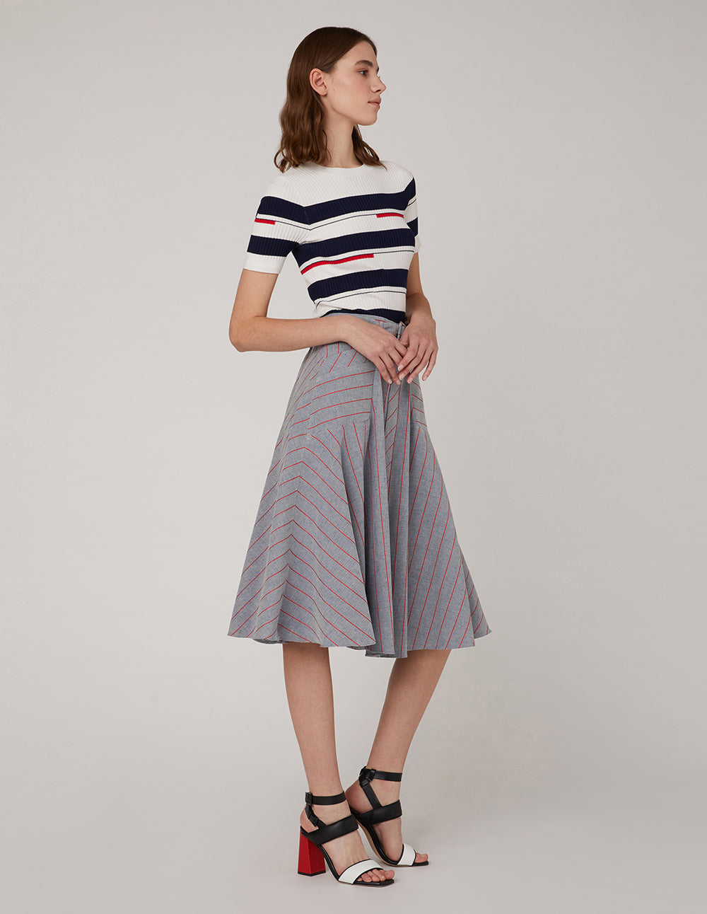 MARYLING Striped A-hem skirt