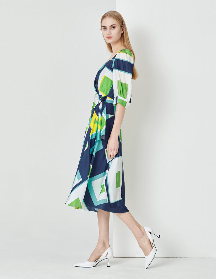 MARYLING Colour Holiday Puzzle Art Block Print Dress