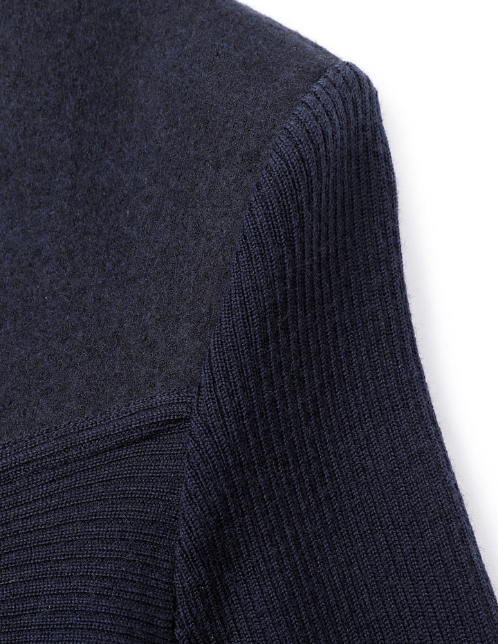 MARYLING Navy Knit Woven Matching Sweatshirt