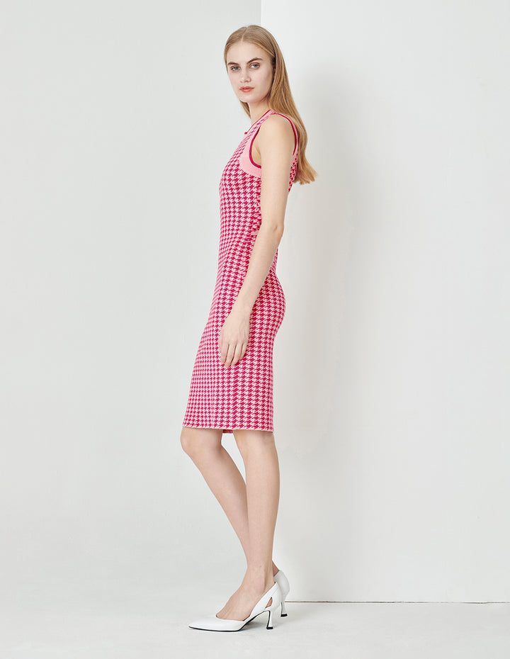 MARYLING Berry Check Knit Dress