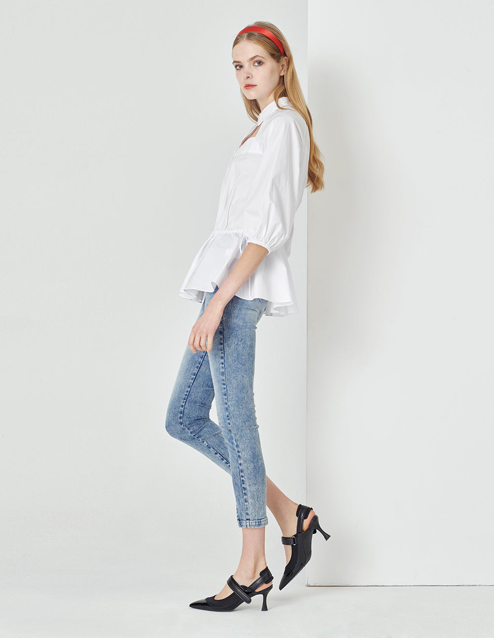 MARYLING White Tooling Pocket Shirt Top