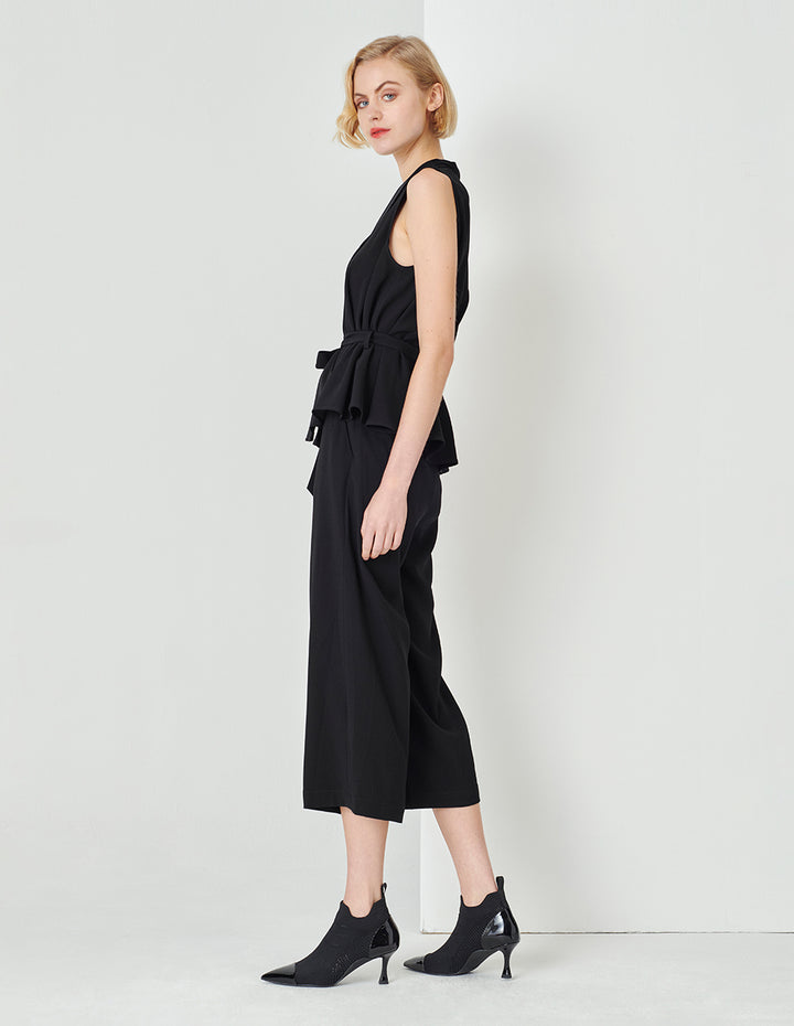 MARYLING Black A-Line Tie-Waist Top