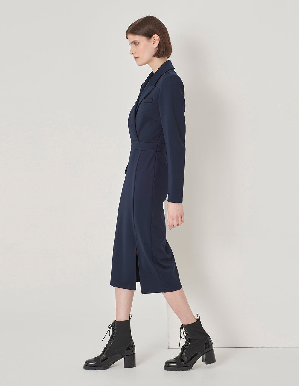 MARYLING Peak Lapel Knitted Suit Dress