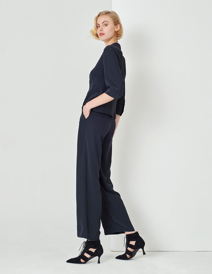 MARYLING Dark Blue Straight Wide Leg Pants