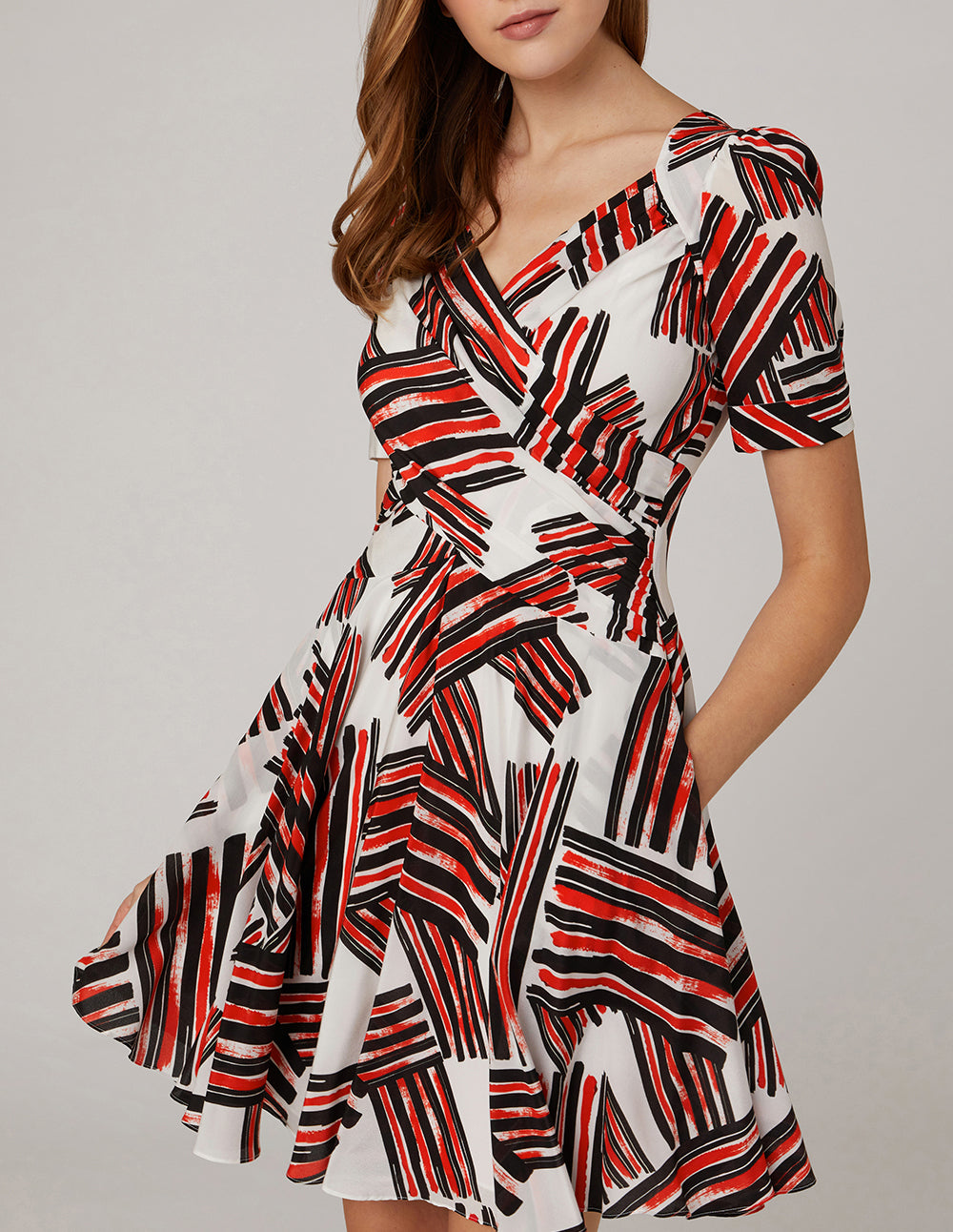 MARYLING V-Neck Brushstroke Print Dress