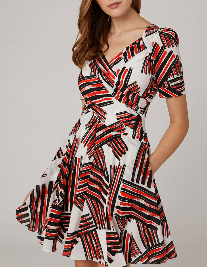 MARYLING V-Neck Brushstroke Print Dress