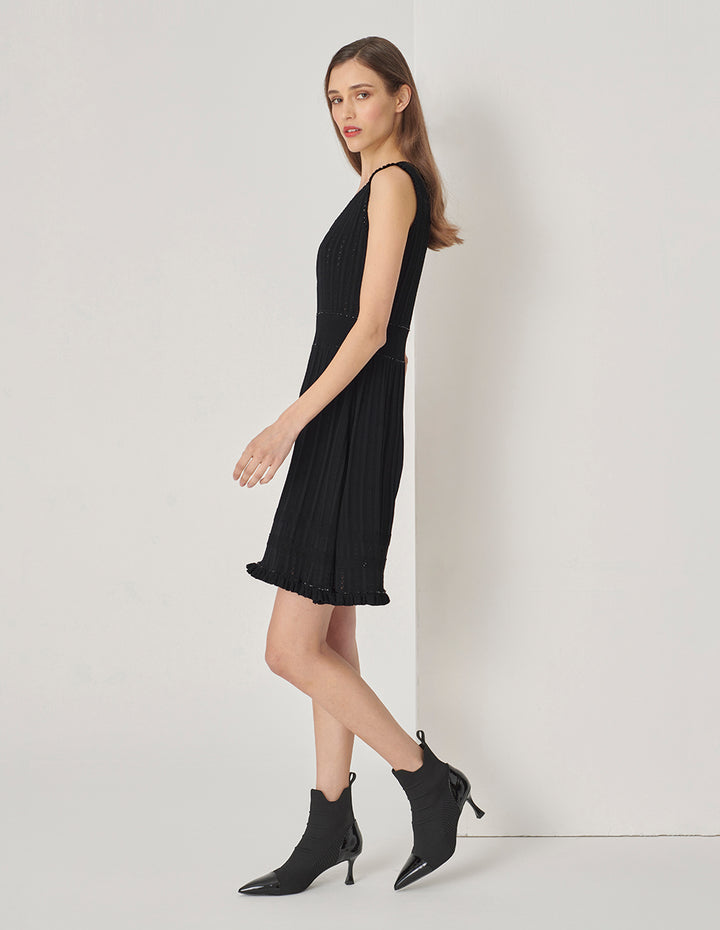 MARYLING V-Neck Vest Hollow Pattern Knitted Dress