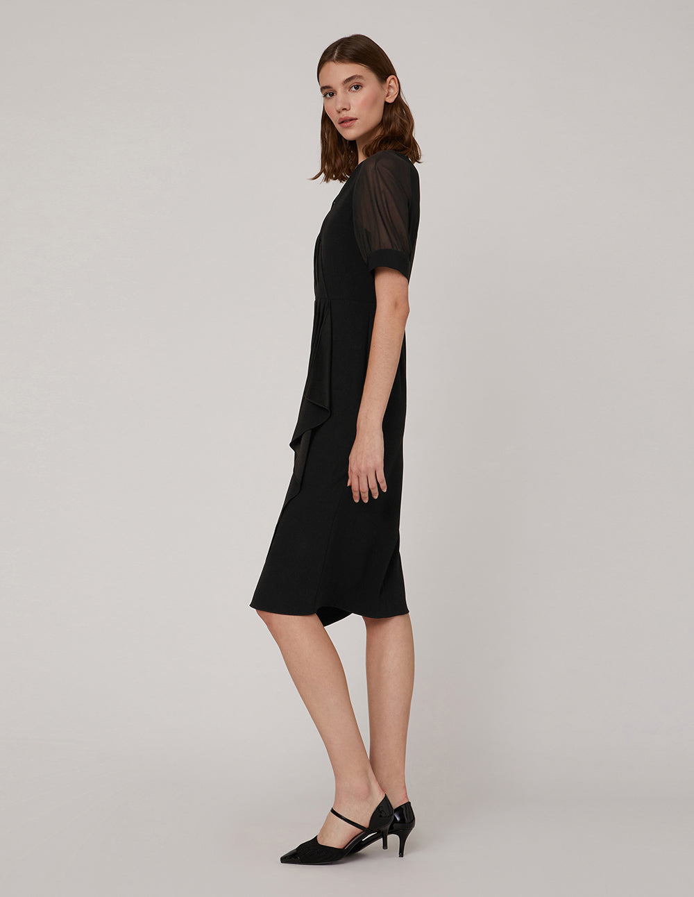 MARYLING Black georgette sleeves dress