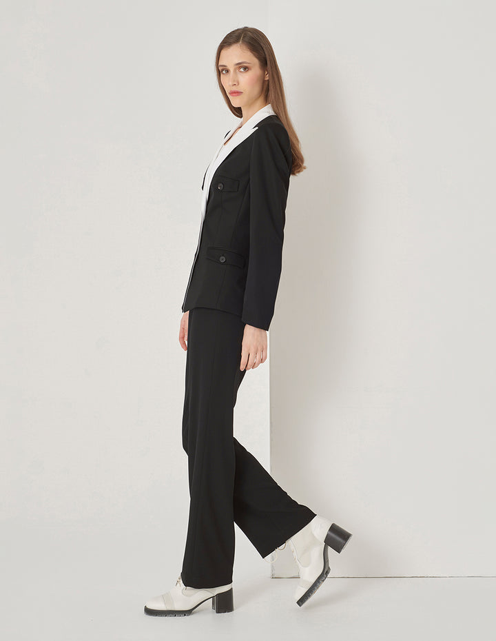 MARYLING Black And White Contrast Blazer