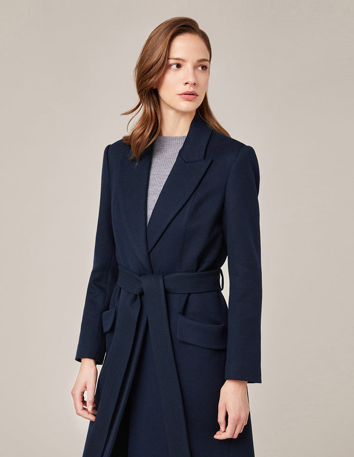 MARYLING Peak-Lapel Belted Cashmere Coat