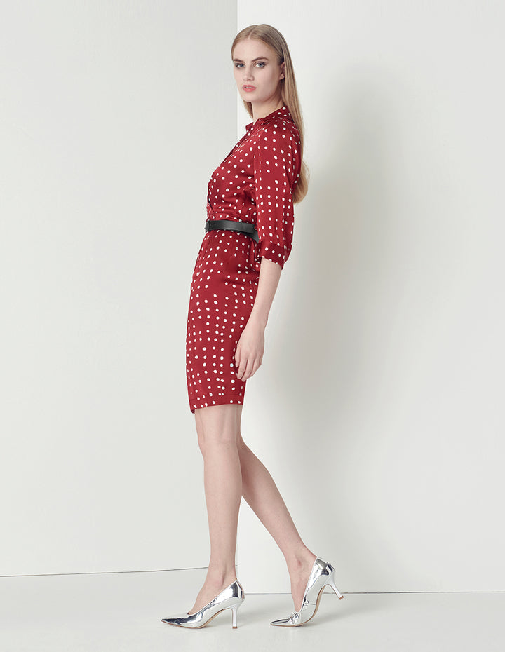 MARYLING V-Neck Polka Dots Print Shirt Dress