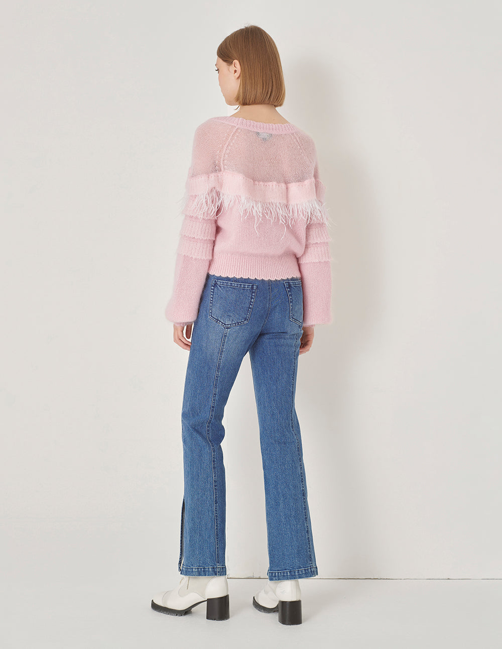 MARYLING Cherry Pink Mohair Cardigan