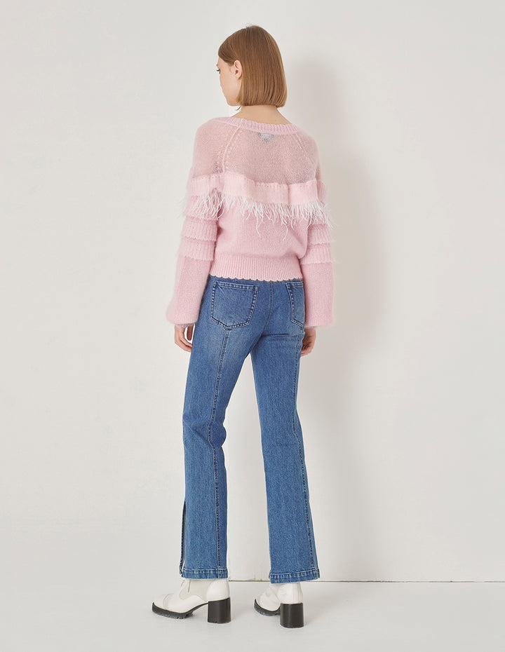 MARYLING Cherry Pink Mohair Cardigan