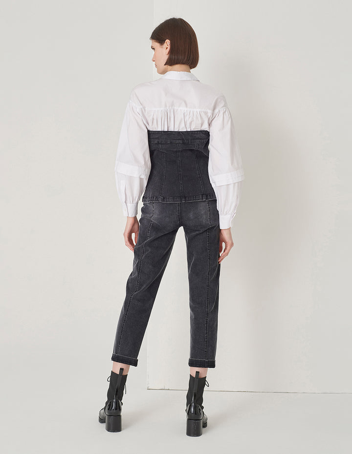 MARYLING Denim Wrap Top