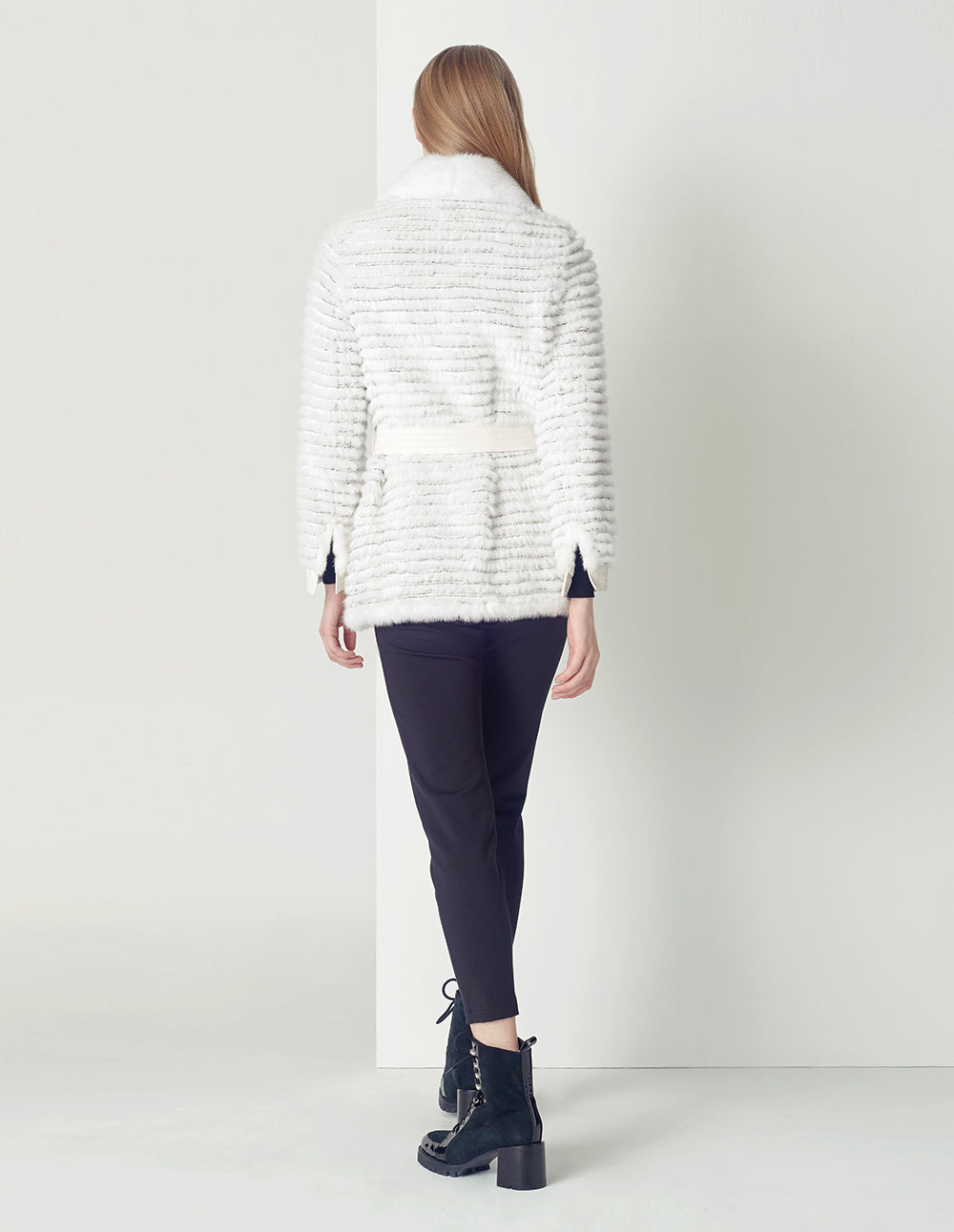 MARYLING Luxury White Panel Tweed Jacket