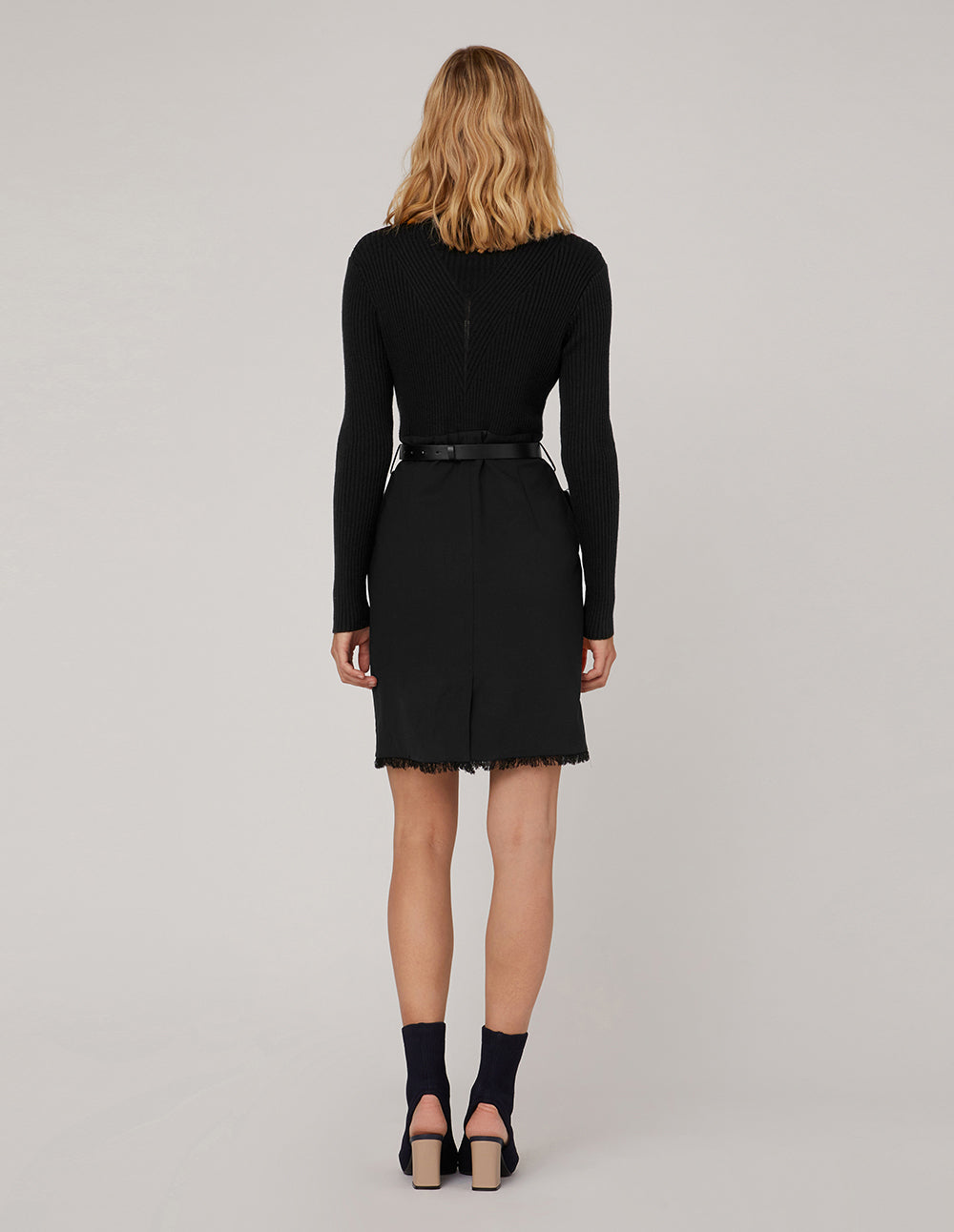 MARYLING Cut-Out V-Neck Knit Spliced Dress