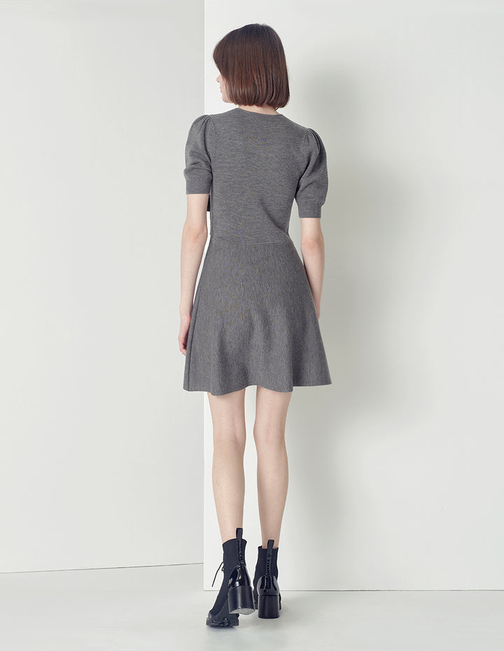 MARYLING Double Breasted V-Neck Knit Dress