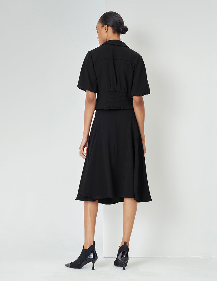 MARYLING Black Curve-Cut Bright Line Detail Skirt