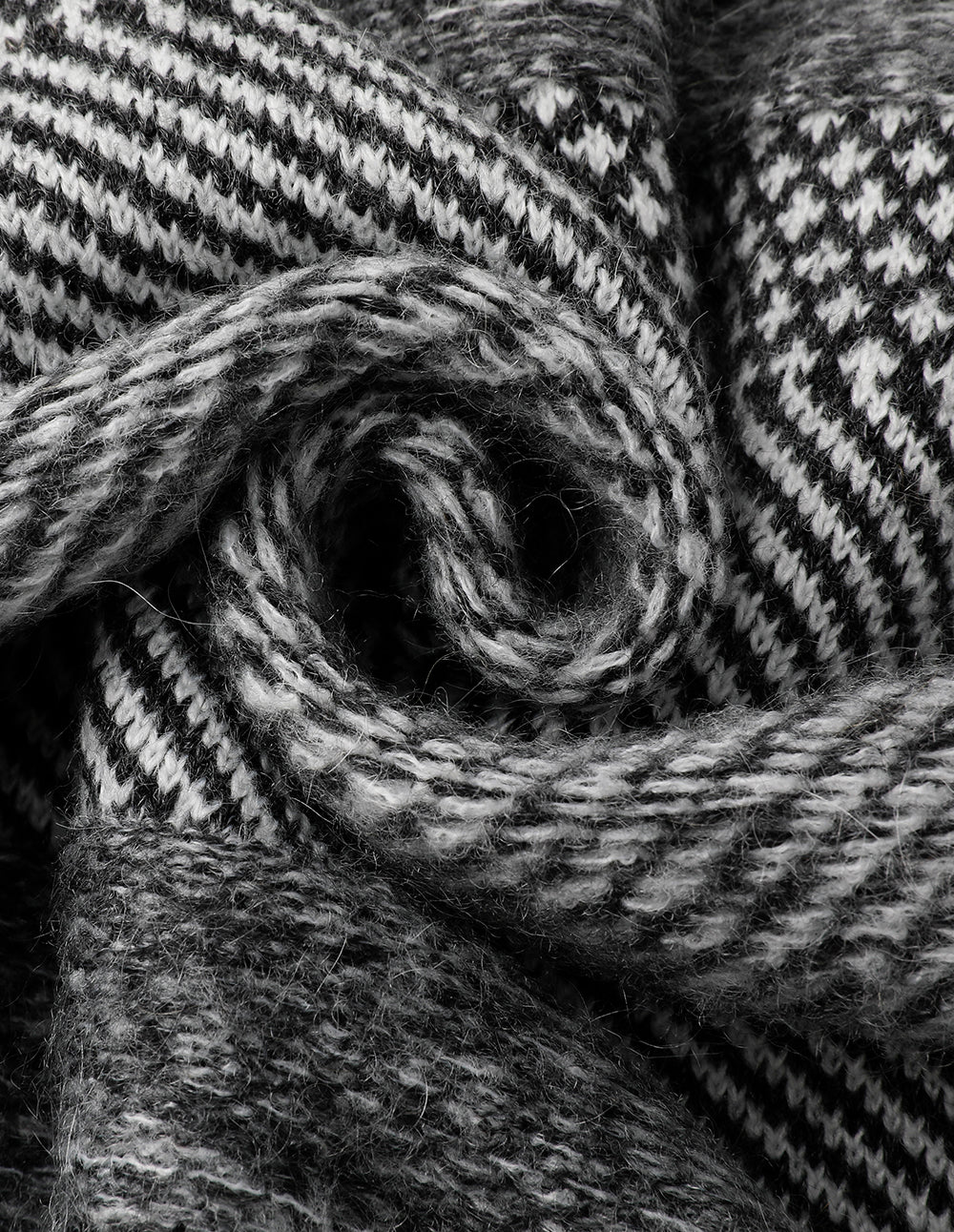 MARYLING Gradient Light Gray Patterned Waisted Knitted Long Coat