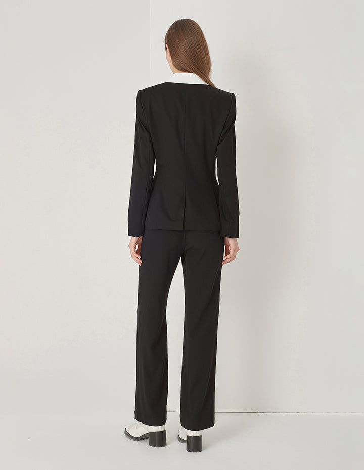 MARYLING Black And White Contrast Blazer