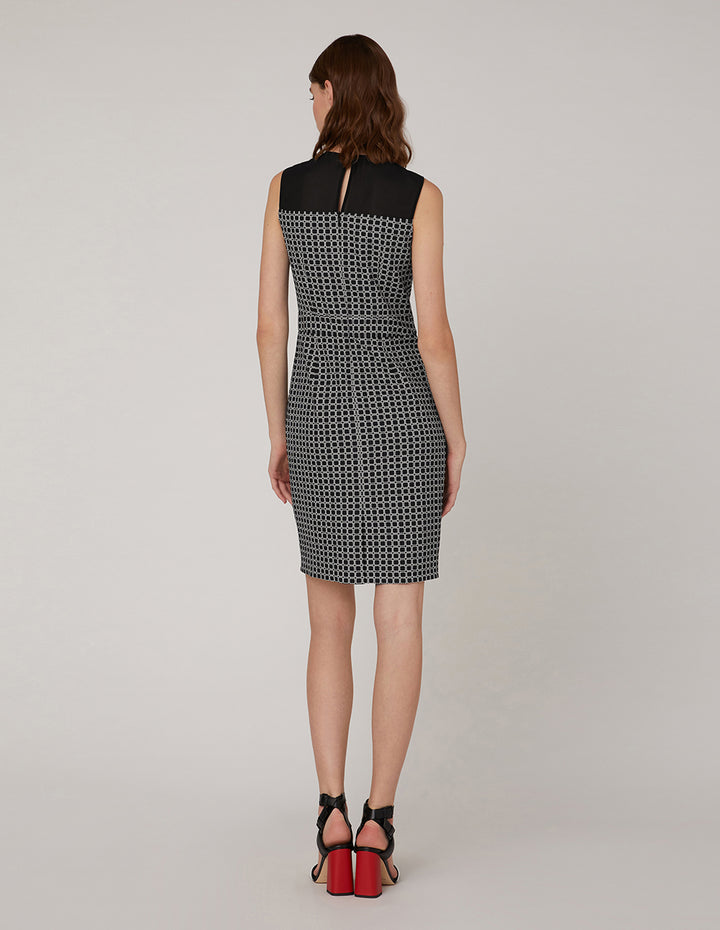 MARYLING Black white sleeveless plaid dress