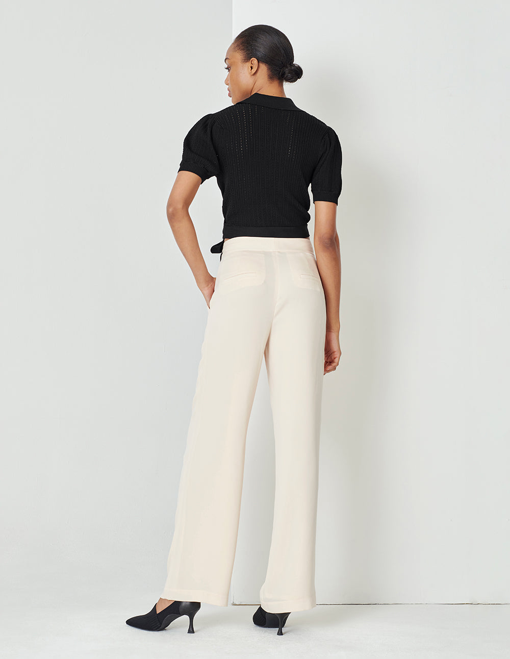 MARYLING Black Lapel Knit Sweater