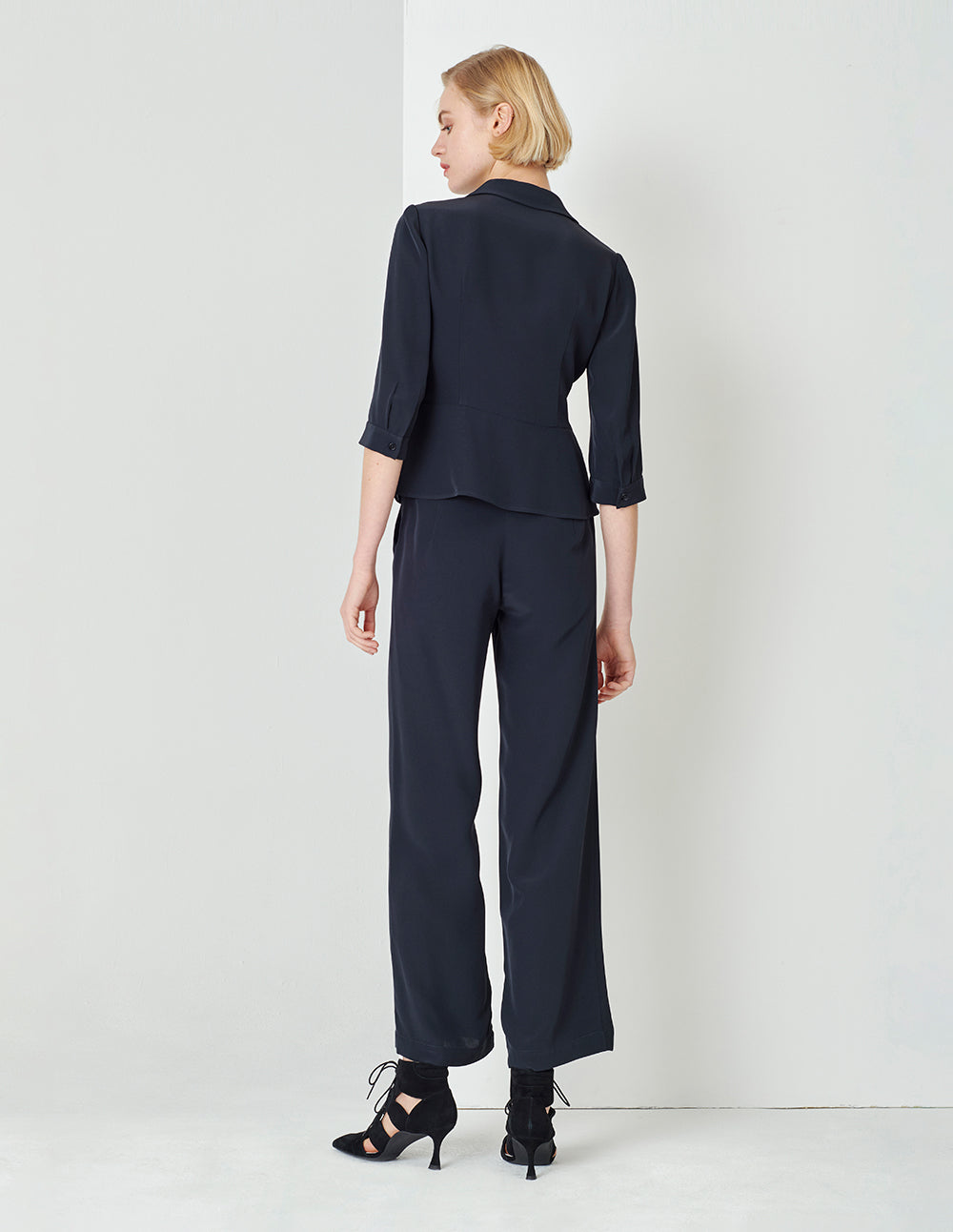 MARYLING Navy Shirt V Neck Top