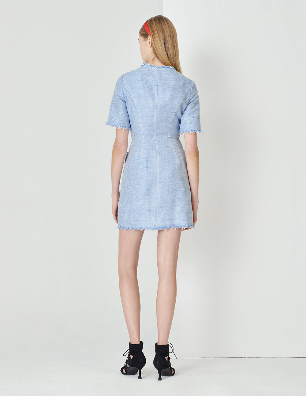 MARYLING Metal Buckle Detail Fringe Dress