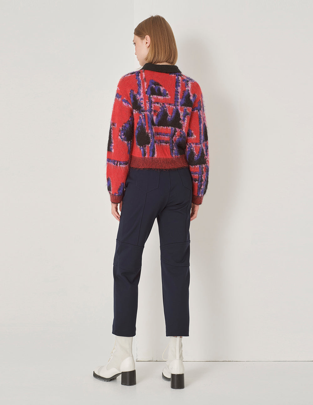 MARYLING Dark Blue Straight Leg Cropped Pants