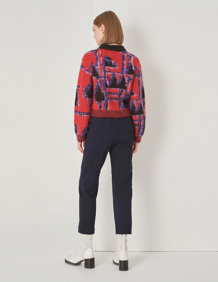 MARYLING Dark Blue Straight Leg Cropped Pants