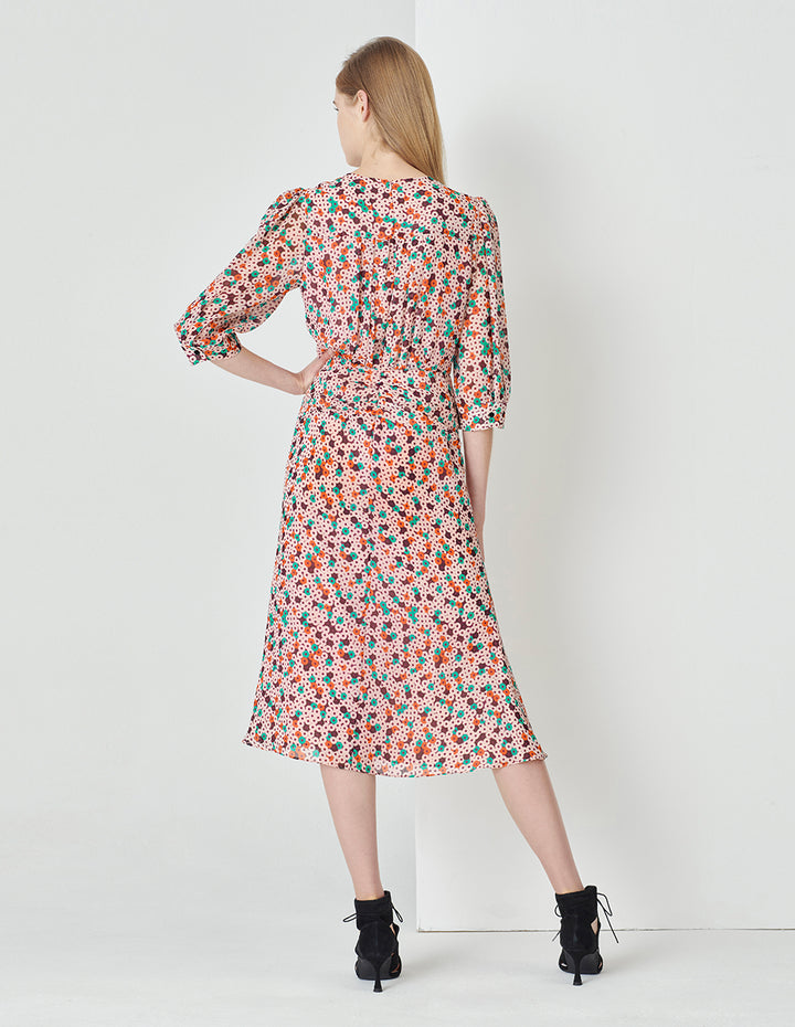 MARYLING Pink Donut V-Neck Fishtail Dress