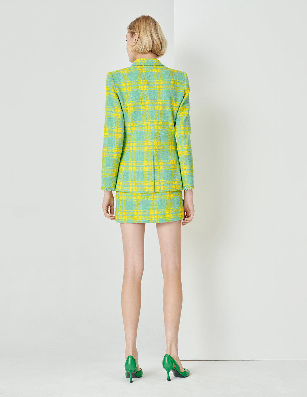MARYLING Spring Green Plaid Mini Skirt