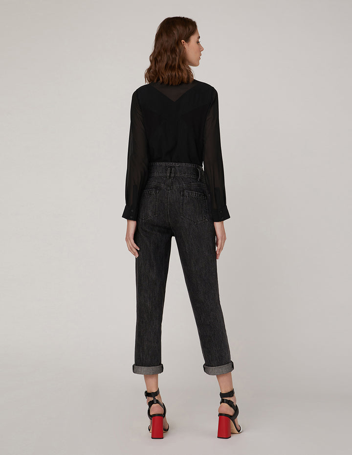 MARYLING Roll Hem Wash Denim Jeans