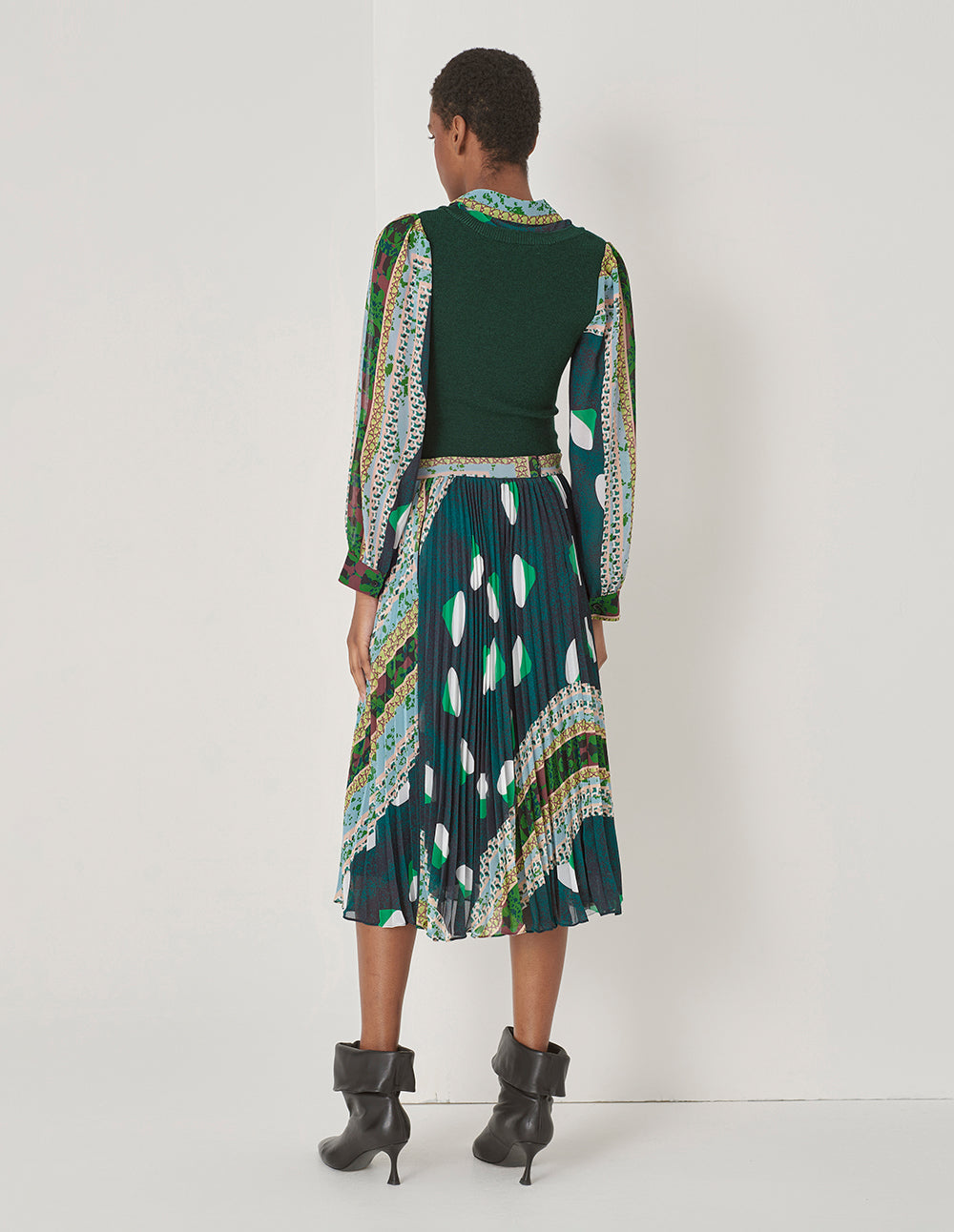 MARYLING Forest Print Stitch Knitted Top