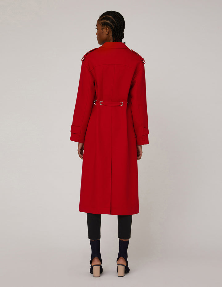 MARYLING Peak Lapel Single-Breasted Self-Tie Coat