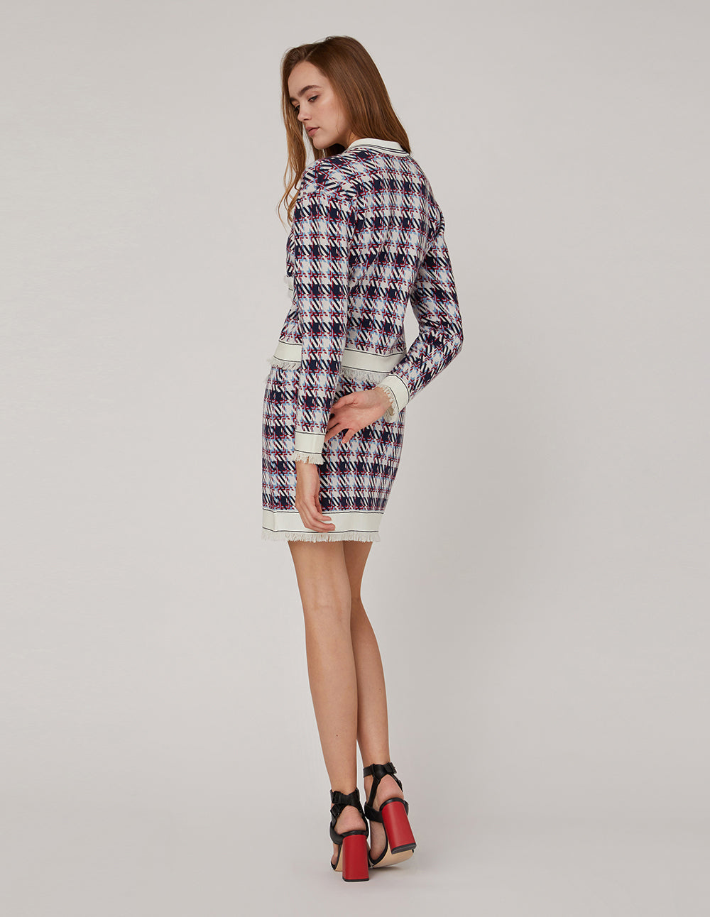 MARYLING Houndstooth Jacquard Knitted Mini Skirt