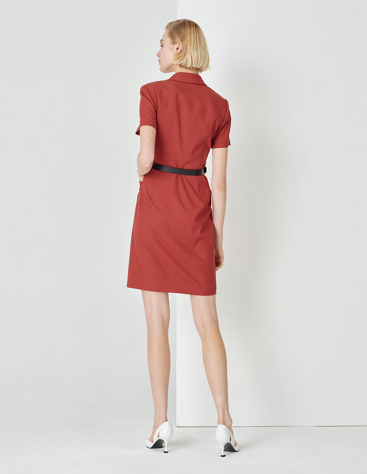 MARYLING Orange Hem V-Shaped Split Design Double-Breasted Suit Skirt